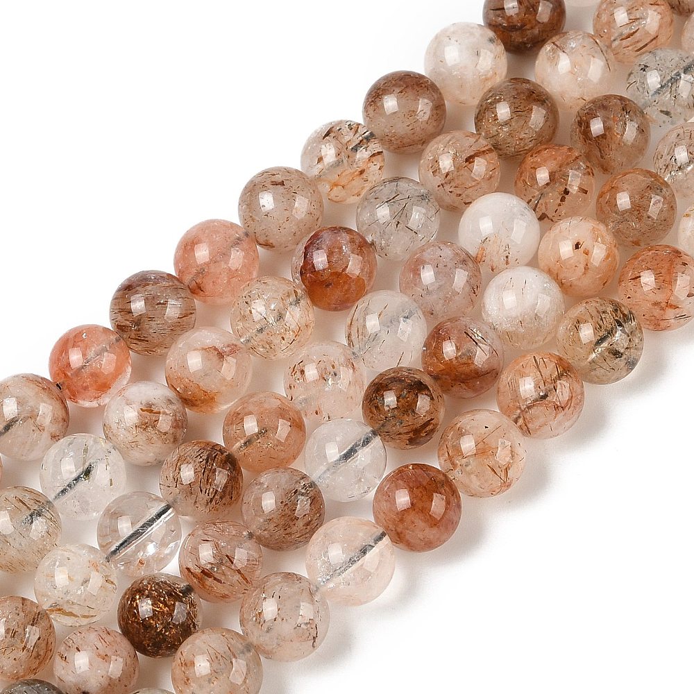 10mm Red Rutilated Quartz Bead Half Strand P18