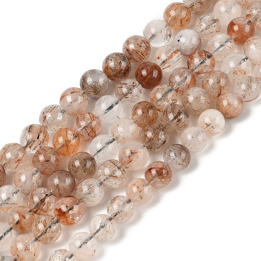 8mm Red Rutilated Quartz Bead Half Strand K15