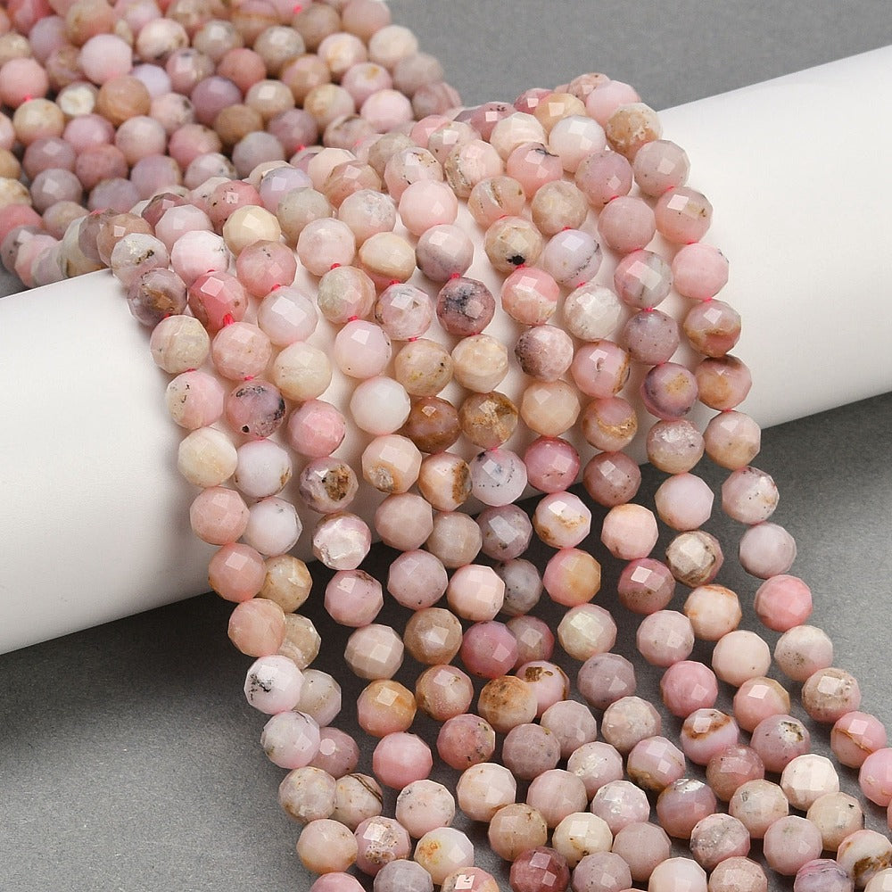6mm HQ Faceted Pink Opal Bead Half Strand P16