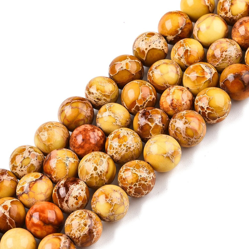 8mm Dyed Yellow and Red Impression Jasper R16