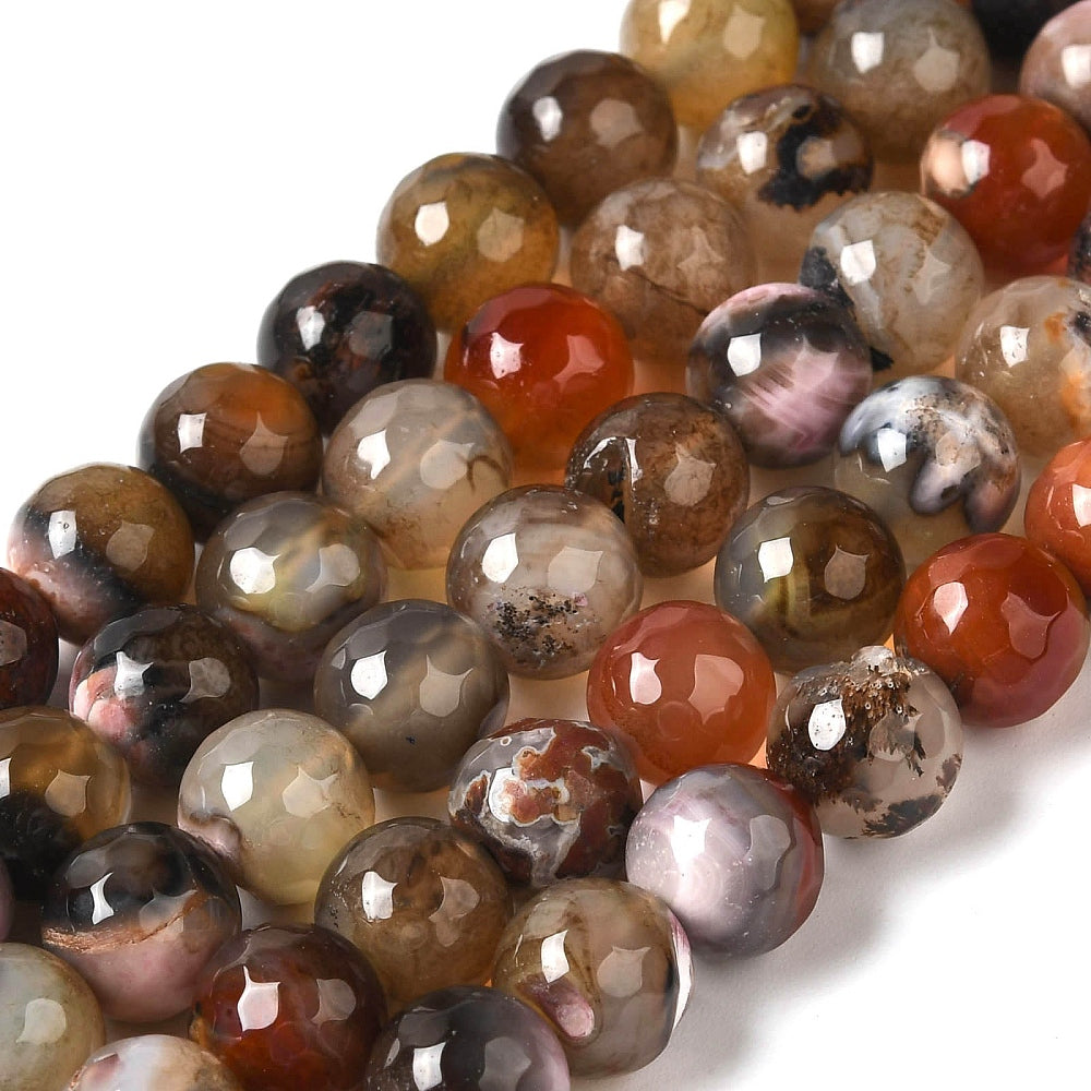 8mm Brown Fire Crackle Agate Bead Strand S12