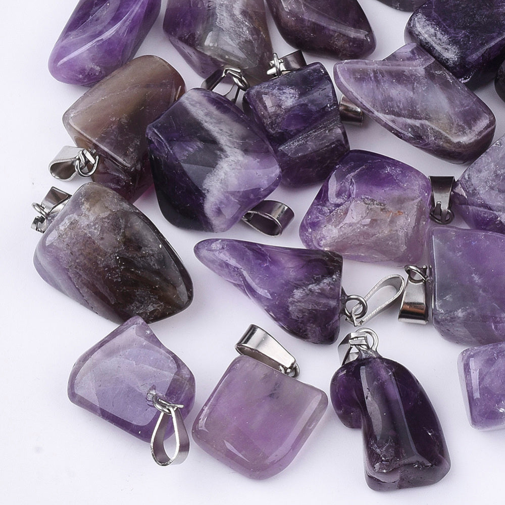 15-30mm Small Amethyst Polished Nugget Pendants (2 Pack) S22
