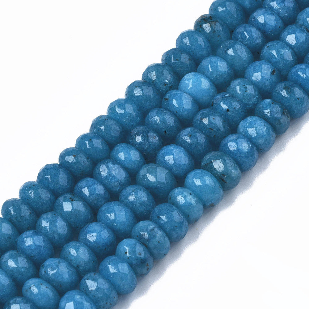 8x5mm Faceted Dyed Blue Dolomite Rondelle Bead Strand N12