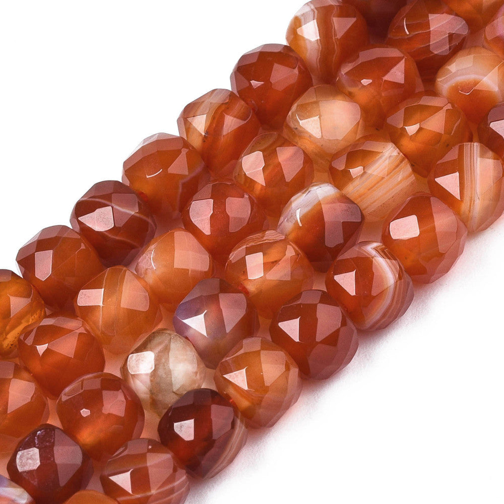 6mm Red Agate Faceted Cube Bead Pack (10 Beads) P7