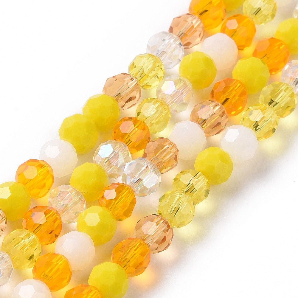 6mm Multicolour Faceted Round Crystal Bead 20-Inch Strand $10
