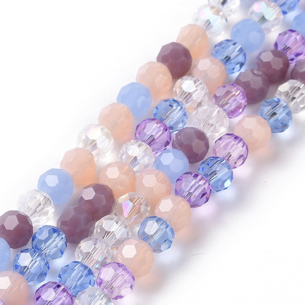 6mm Multicolour Faceted Round Crystal Bead 20-Inch Strand $10