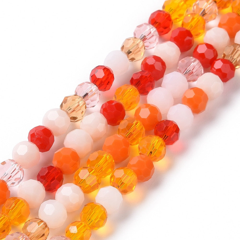 6mm Multicolour Faceted Round Crystal Bead 20-Inch Strand $10