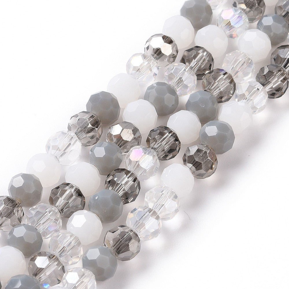 6mm Multicolour Faceted Round Crystal Bead 20-Inch Strand $10