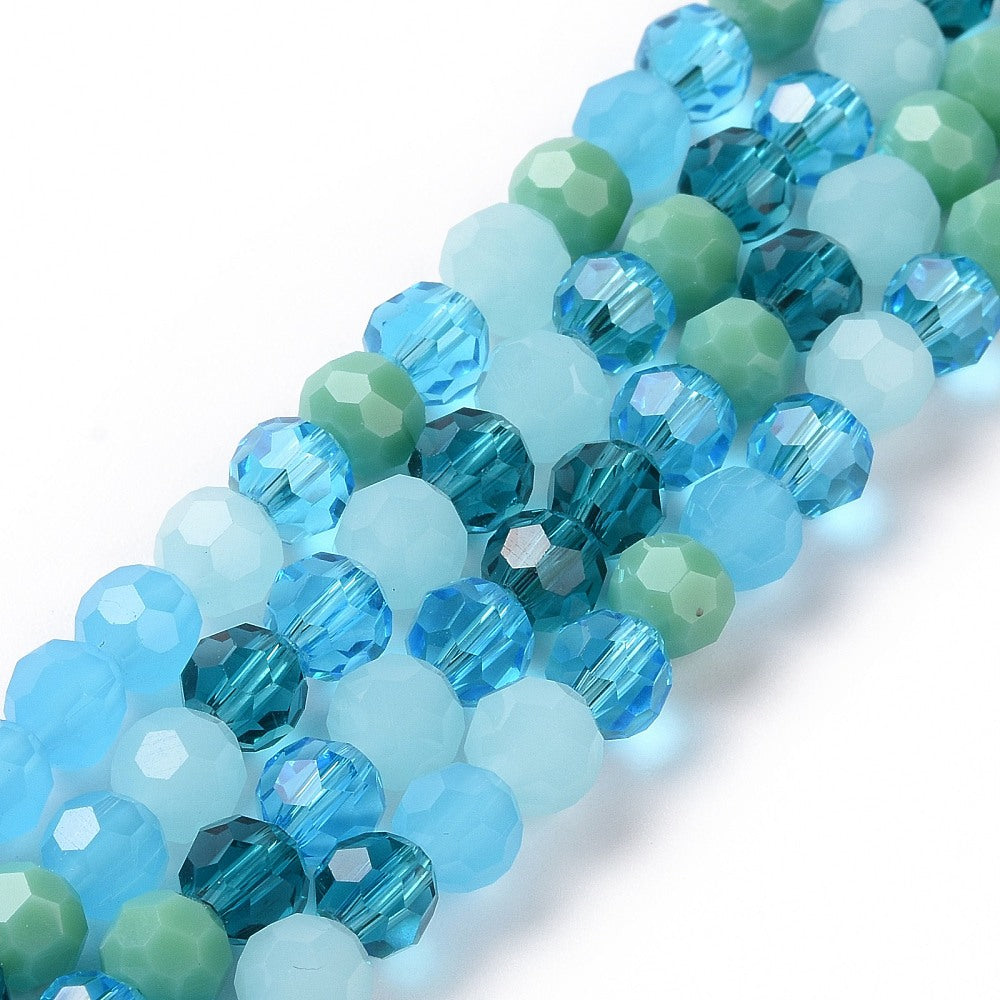 6mm Multicolour Faceted Round Crystal Bead 20-Inch Strand $10