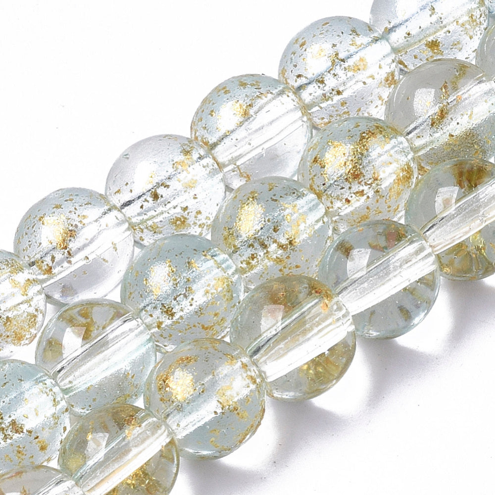 6mm Gold Foil Glass Bead Strand $5.00