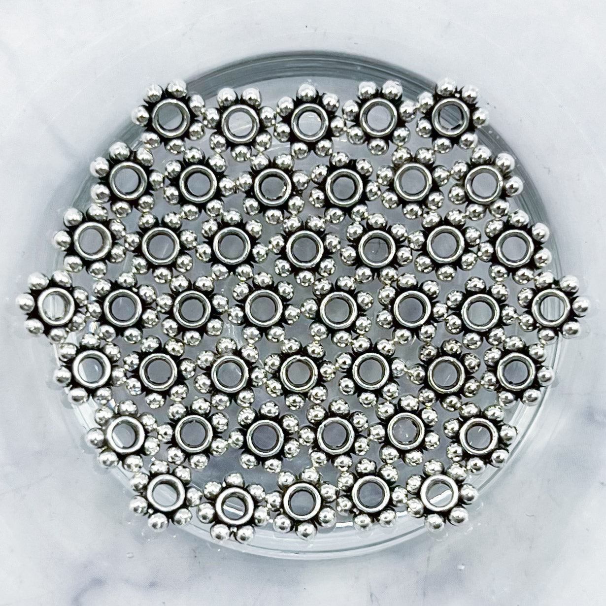 8mm Silver Daisy Spacer Bead Pack Z4