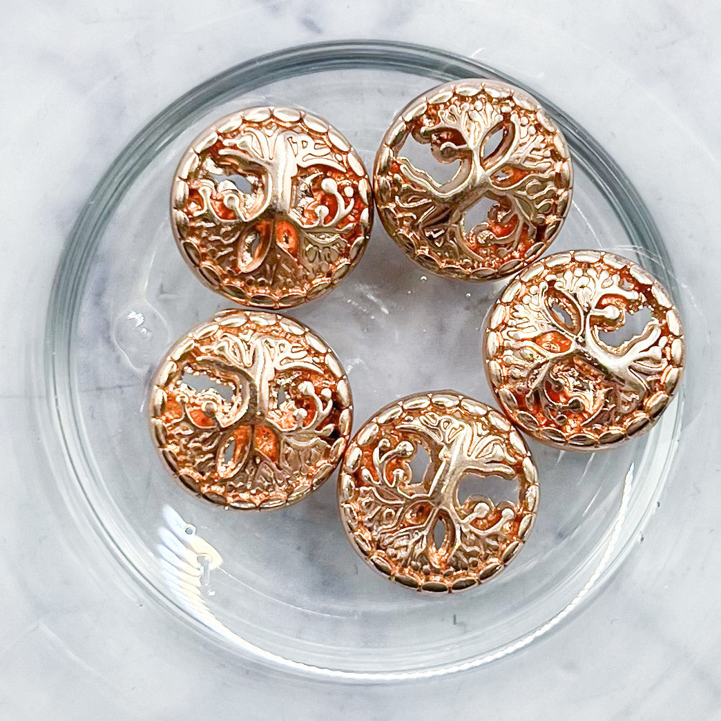 12mm Rose Gold Tree of Life Spacer Bead Pack (5 Beads) Z4