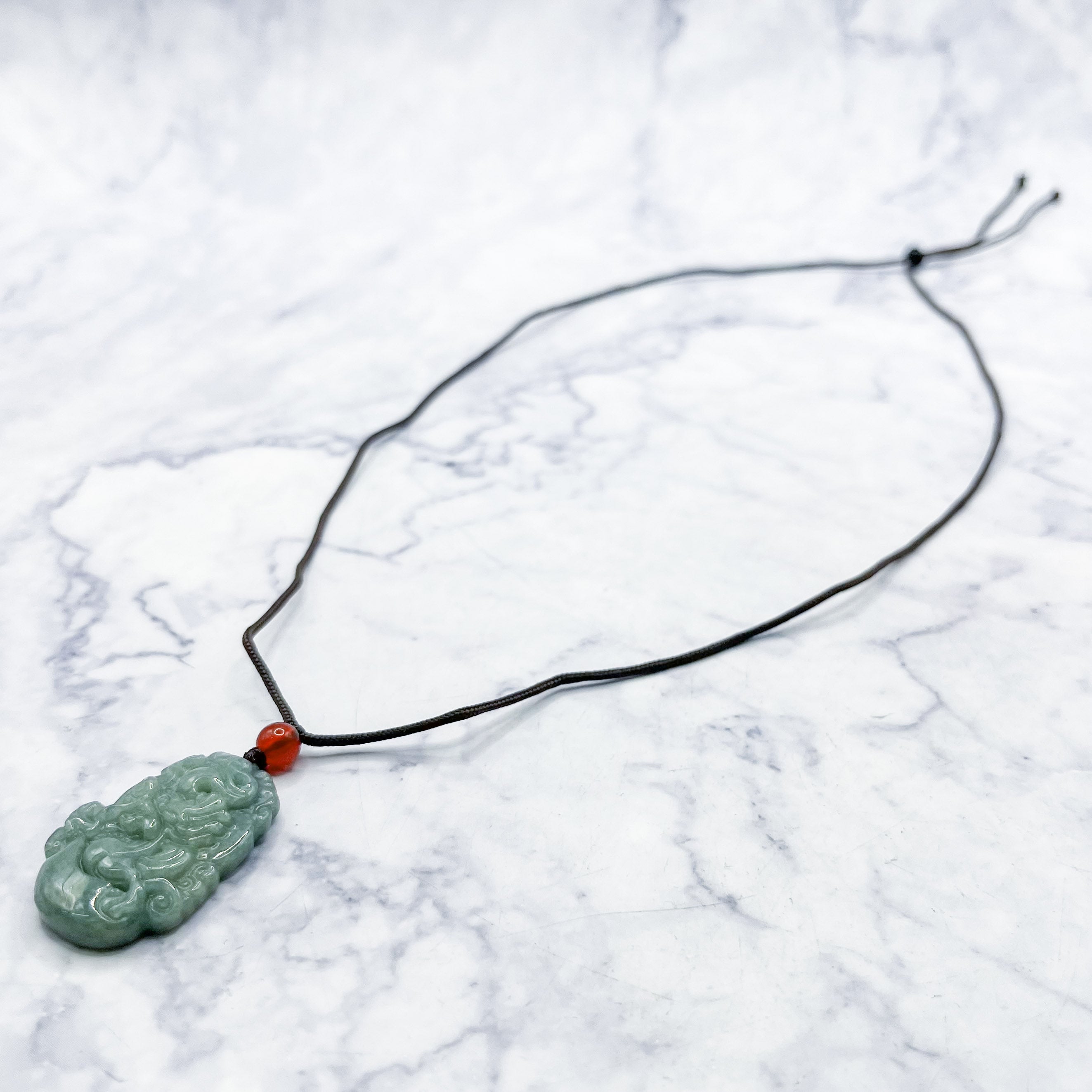 Jadeite Chinese Dragon Pendant Necklace (27.5 Inch Cord) Z24