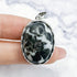 30mm Black and White Zebra Jasper Oval Pendant J6