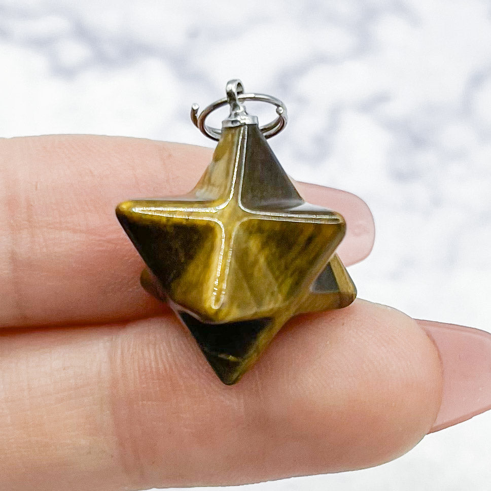 22mm Tiger's Eye Merkaba Pendant F5