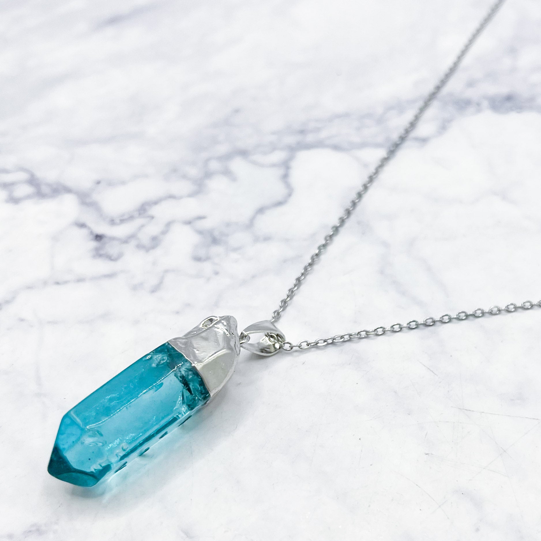 Dyed Turquoise Quartz Bullet Pendant B5
