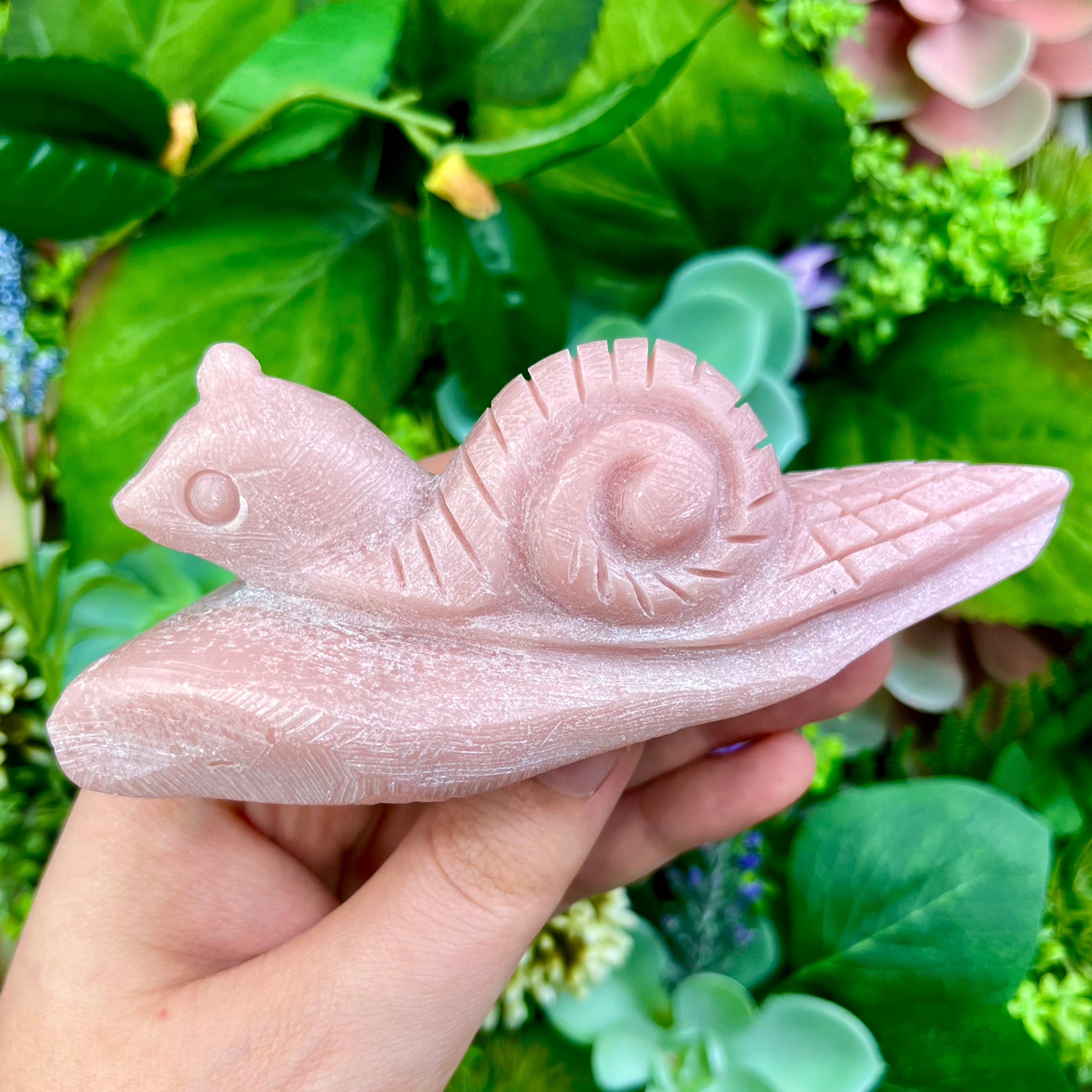 4.75 Inch Pink Opal Snail Carving N115