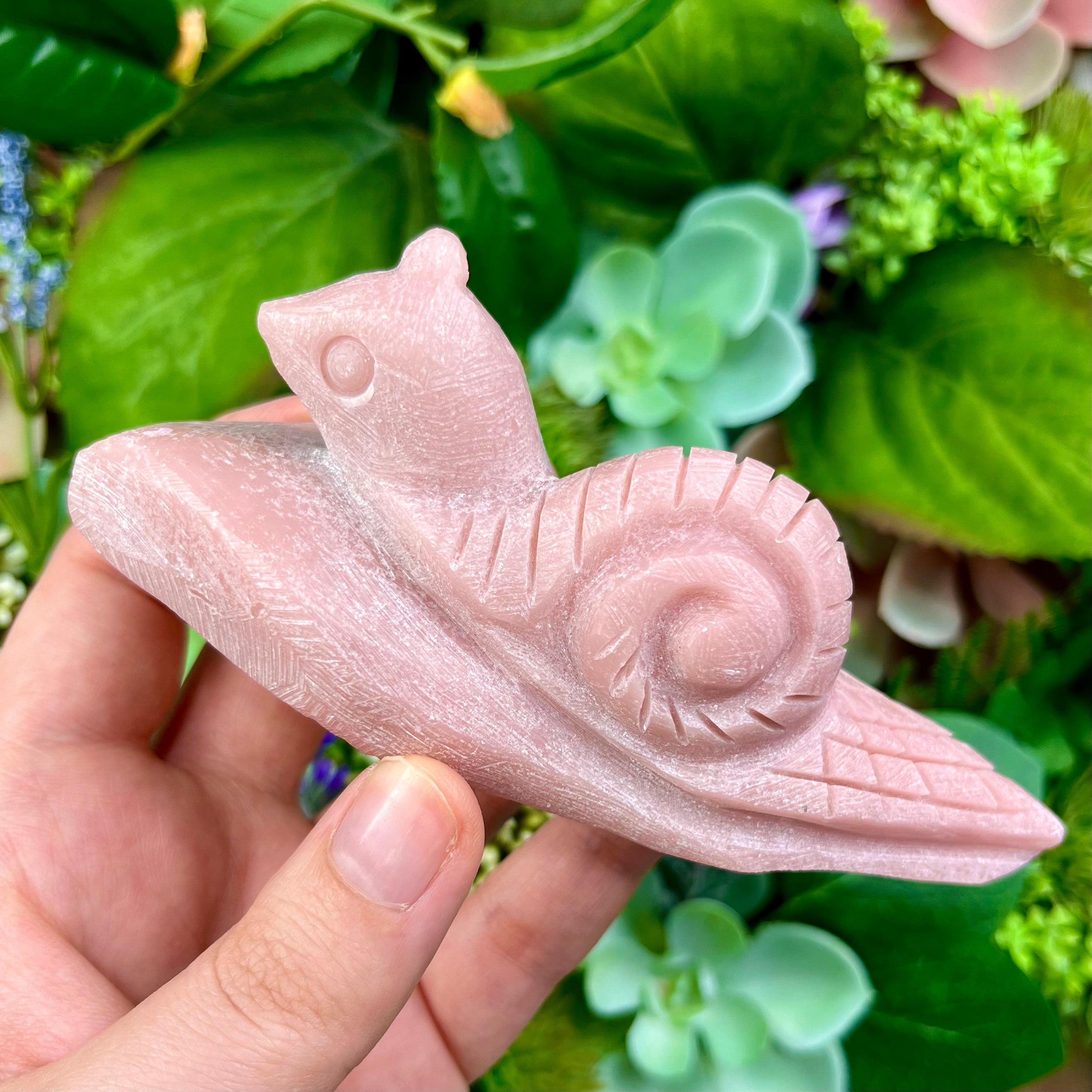 4.75 Inch Pink Opal Snail Carving N115