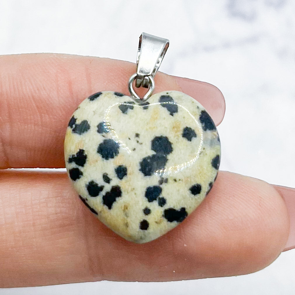 28mm Dalmatian Jasper Heart Pendant T5
