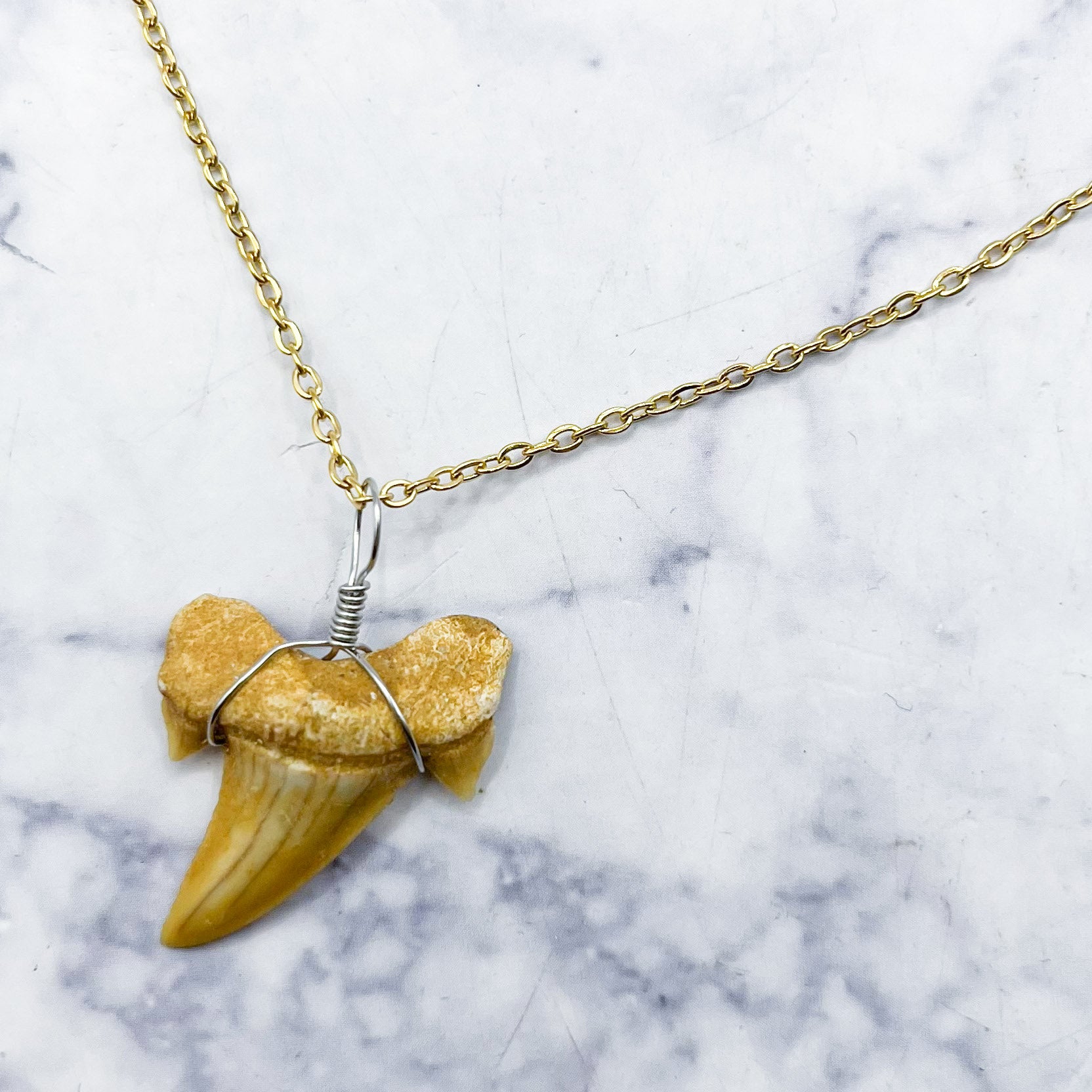 17.9-Inch Gold Shark Tooth Necklace S10