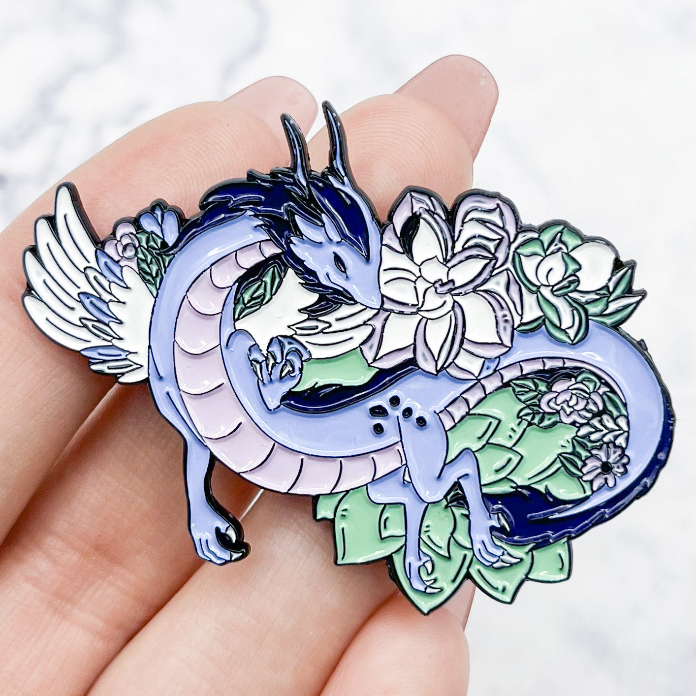 Purple Floral Dragon Enamel Pin