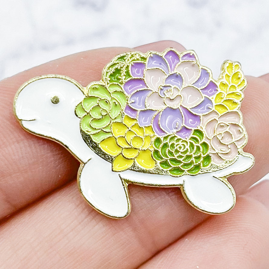 Floral Turtle Enamel Pin