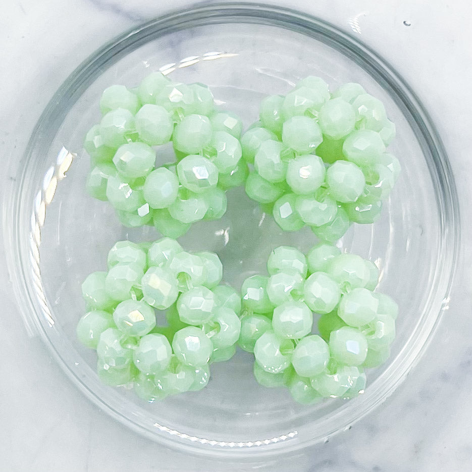 14mm Mint Green Crystal Beaded Bead Pack (4 Beads) B45