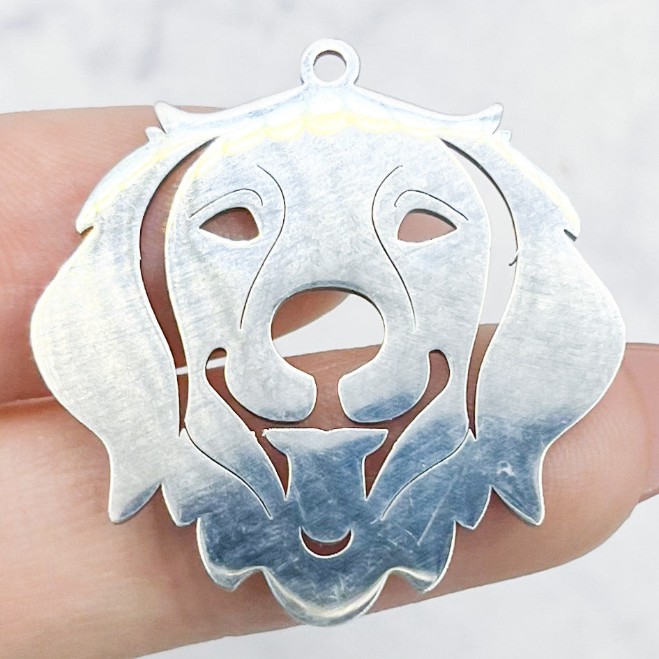 32mm Silver Stainless Steel Dog Face (Retriever) Charm B4