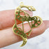 39mm Gold Laser Cut Lunar Phases Snake Holding Crystal Pendant E35