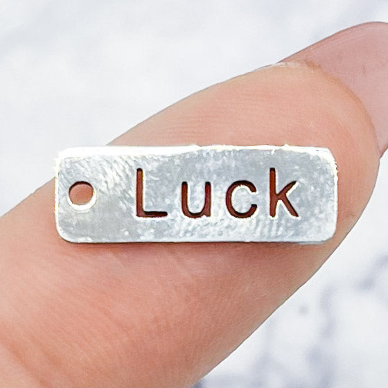 17mm Silver Good Luck Bar Charm L2