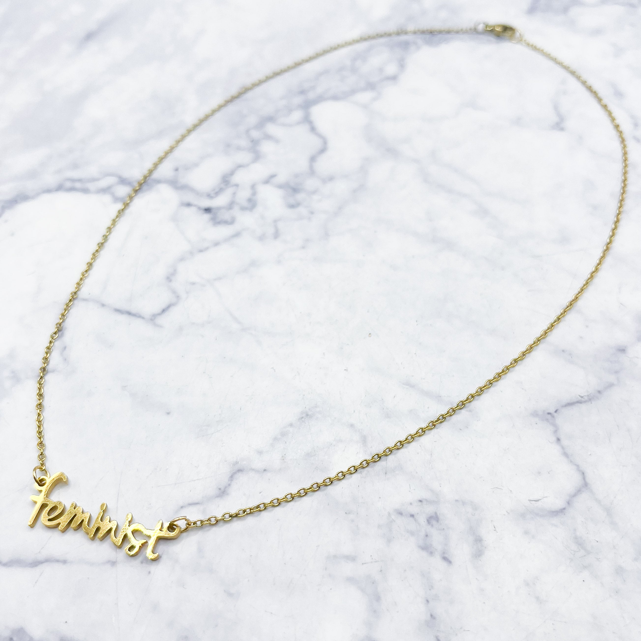 19.7-Inch Gold Feminist Necklace D8