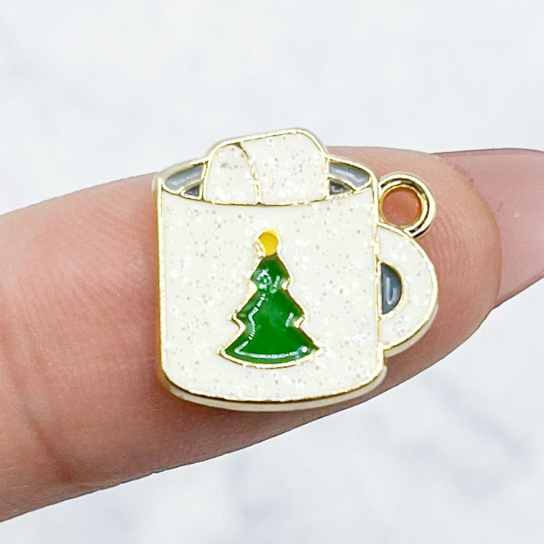 15mm White Christmas Tree Mug Charm A2