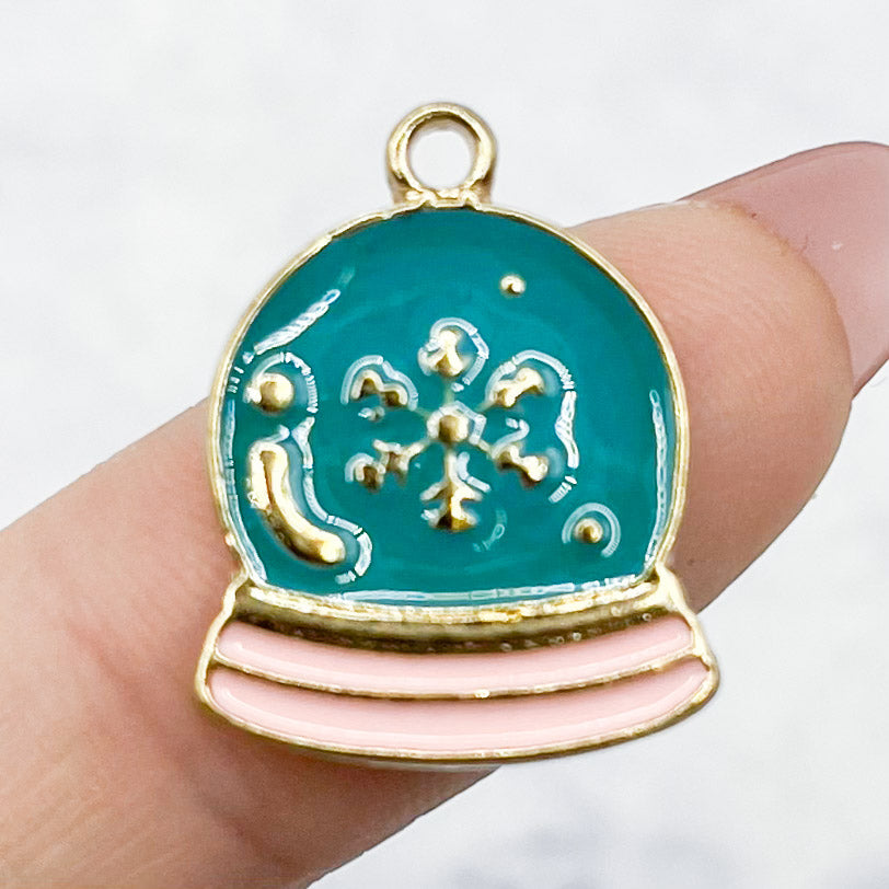 21mm Light Blue Snow Globe Charm G2