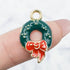 24mm Green Wreath with Red Bow Charm B15