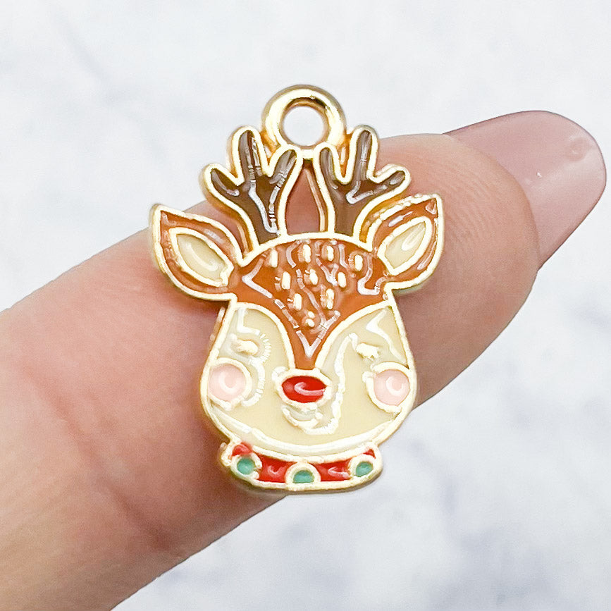 20mm Happy Reindeer Face Charm C2