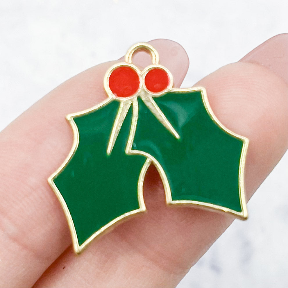 23mm Holly Leaves Charm D2