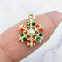 15mm Gold Snowflake with Red and Green Rhinestones Charm J2