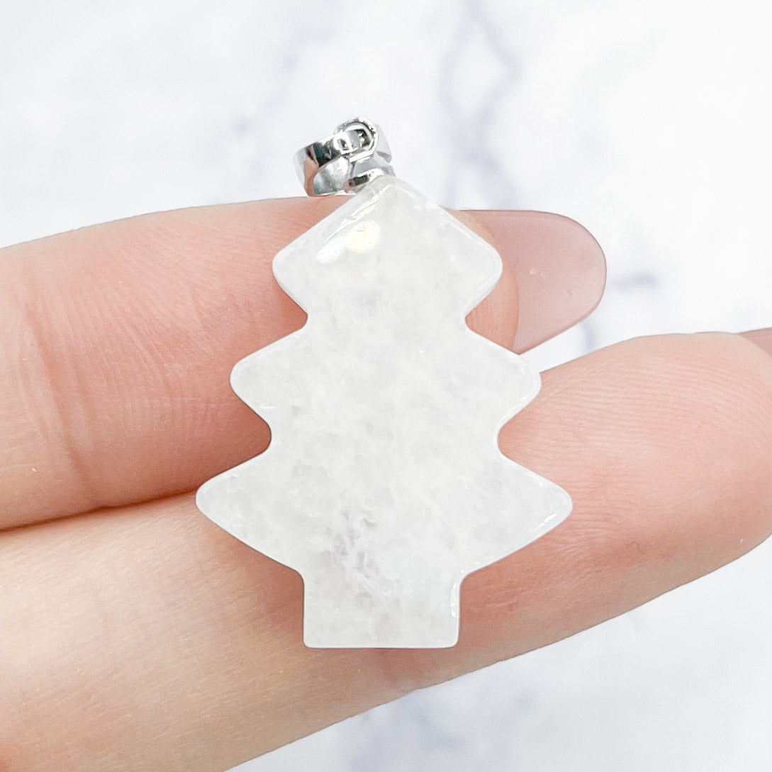 27mm Clear Quartz Christmas Tree Pendant S6