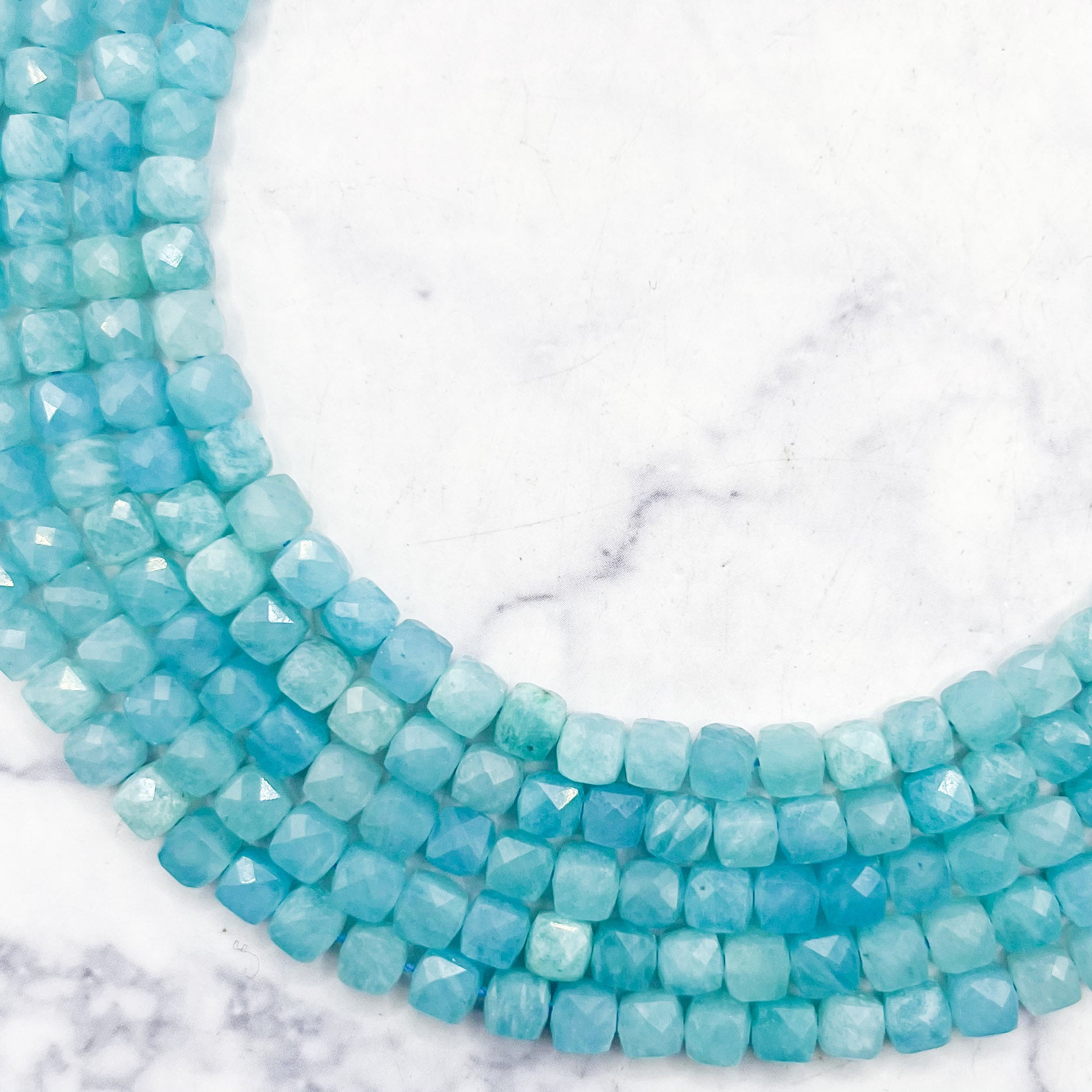 4-5mm Amazonite Faceted Cube Bead Pack (10 Beads) T47
