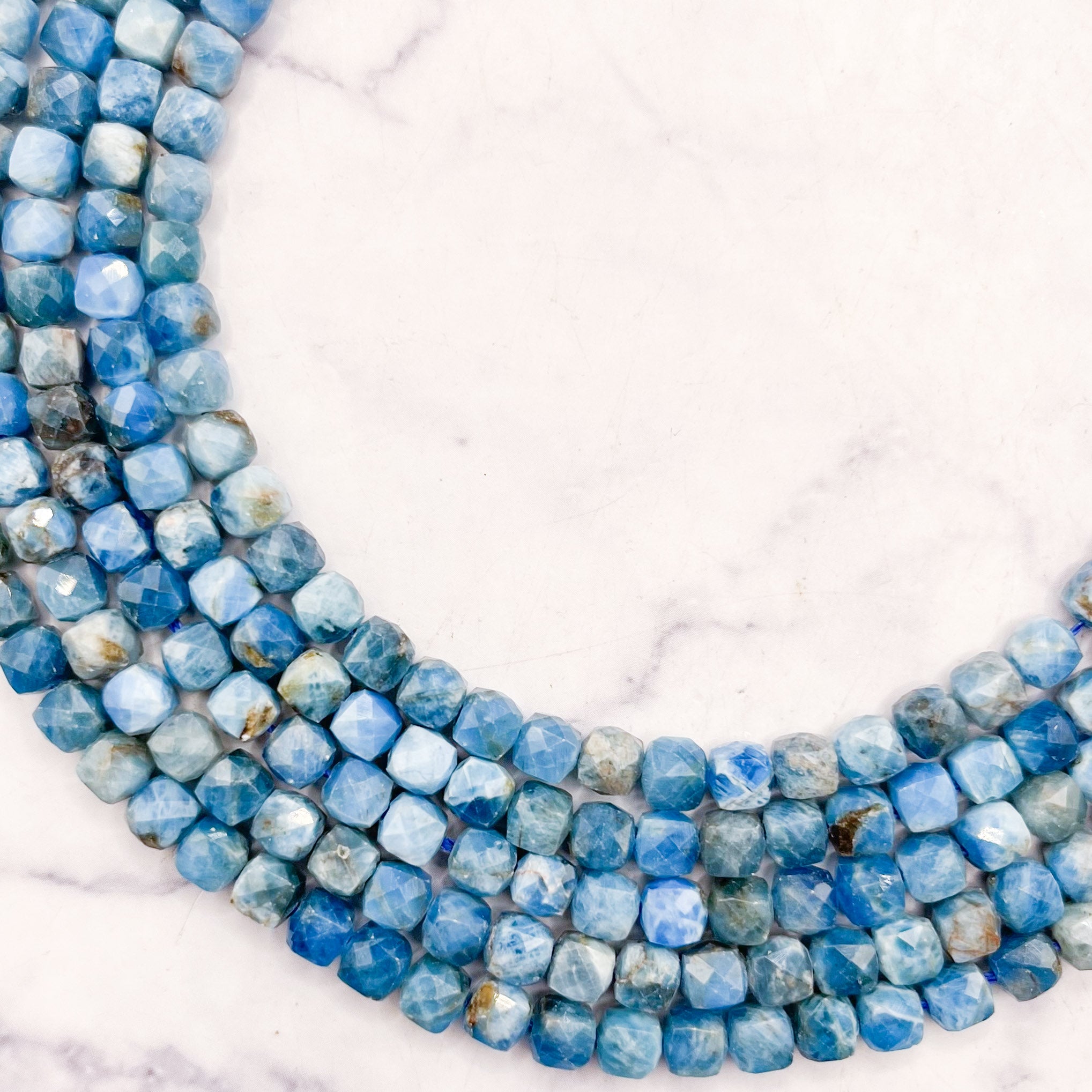 4-5mm Blue Apatite Faceted Cube Bead Pack (10 Beads) G47