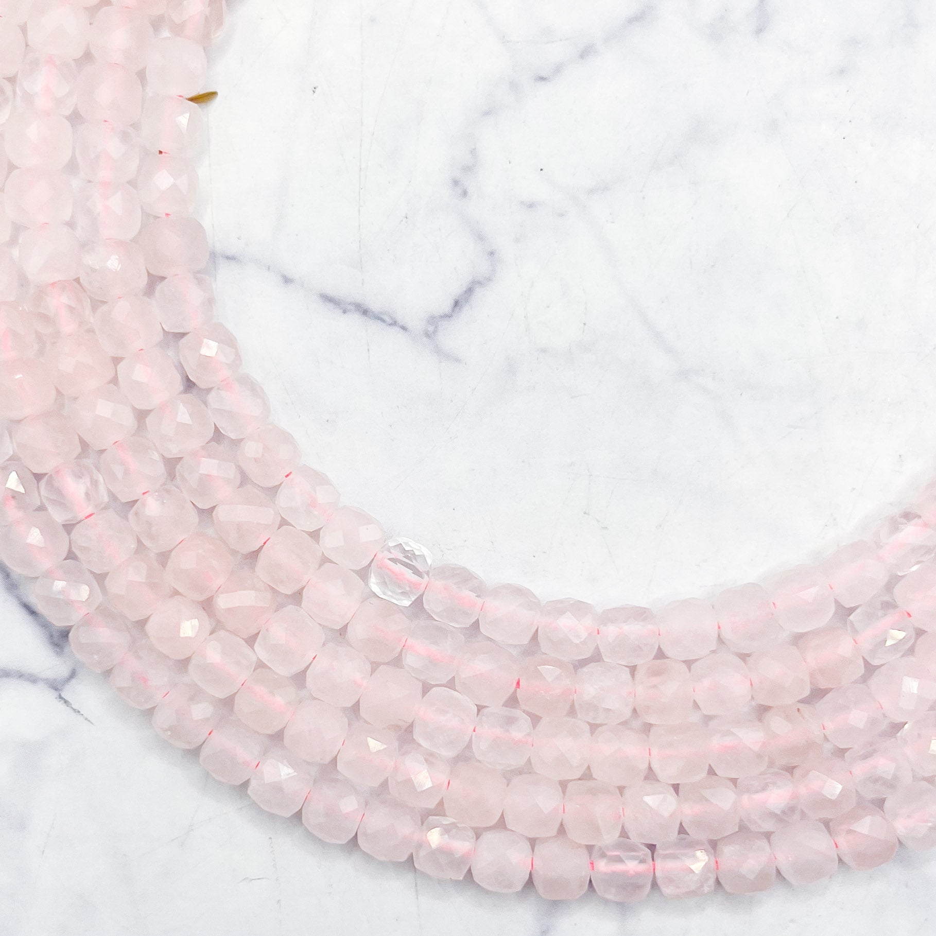 4-5mm Rose Quartz Faceted Cube Bead Pack (10 Beads) A5