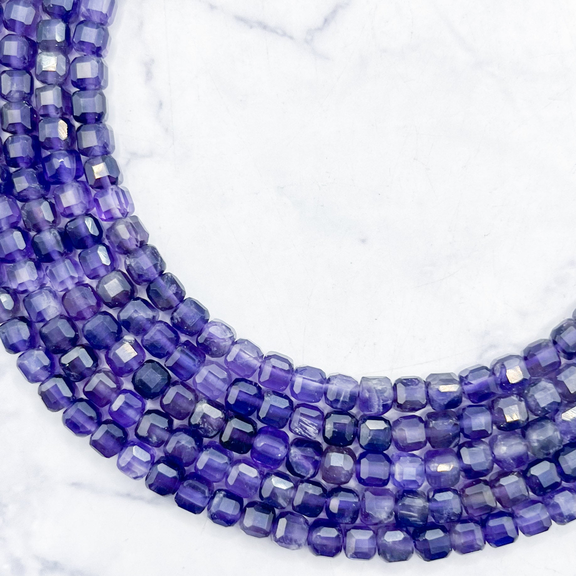 4-5mm Amethyst Faceted Cube Bead Pack (10 Beads) R47