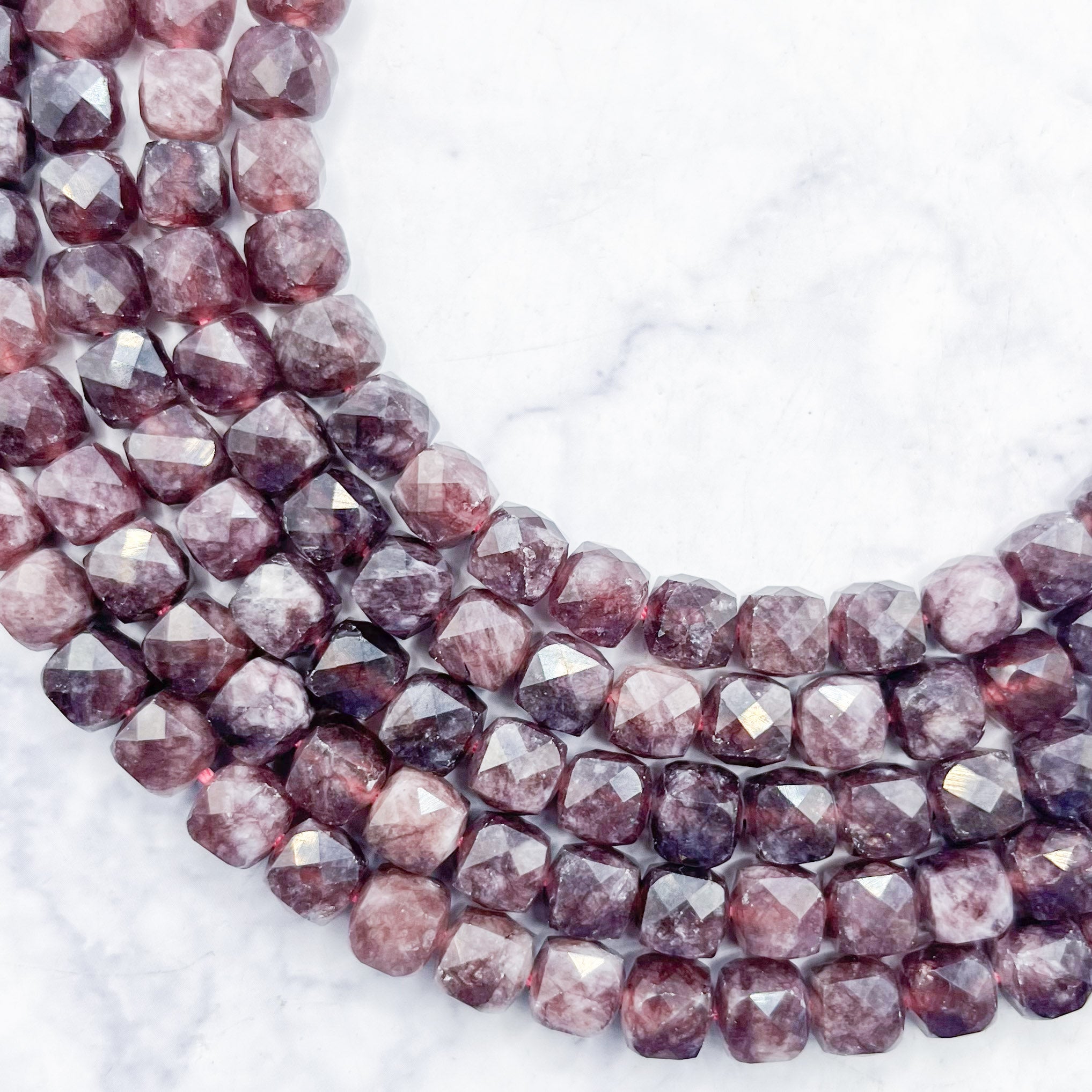 8mm Strawberry Quartz Faceted Cube Bead Pack (10 Beads) W12