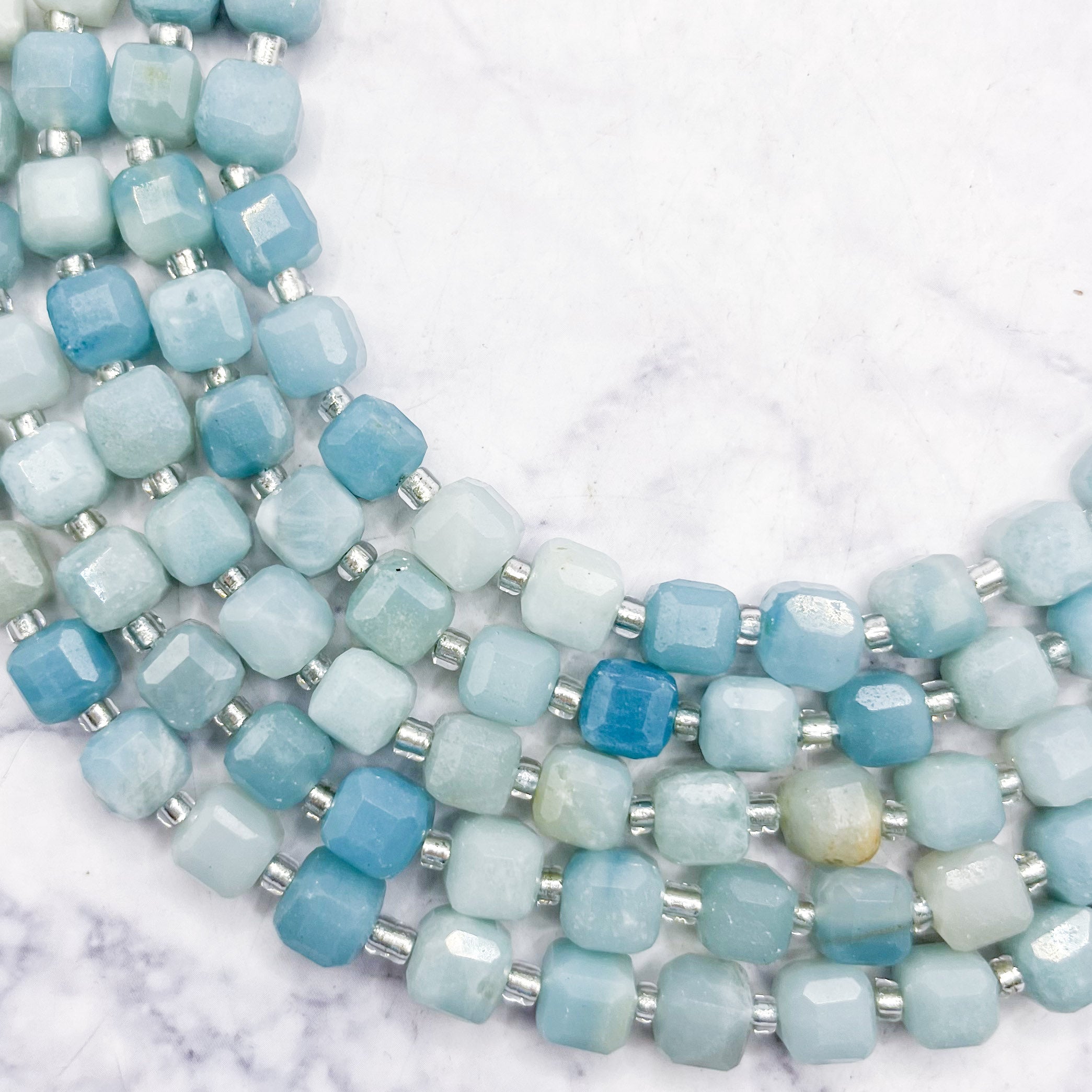 8mm Amazonite Faceted Cube Bead Pack (10 Beads) L12