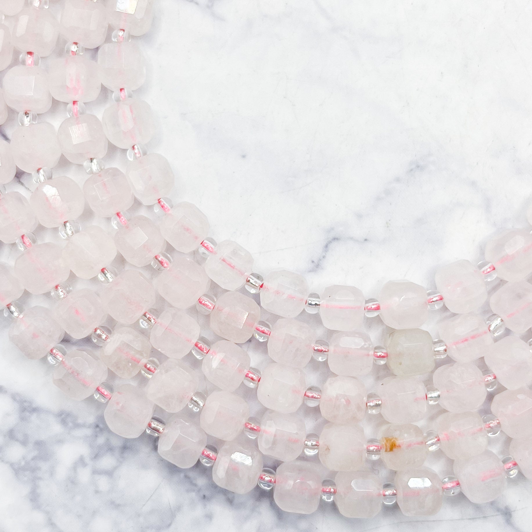 8mm Rose Quartz Faceted Cube Bead Pack (10 Beads) Z10