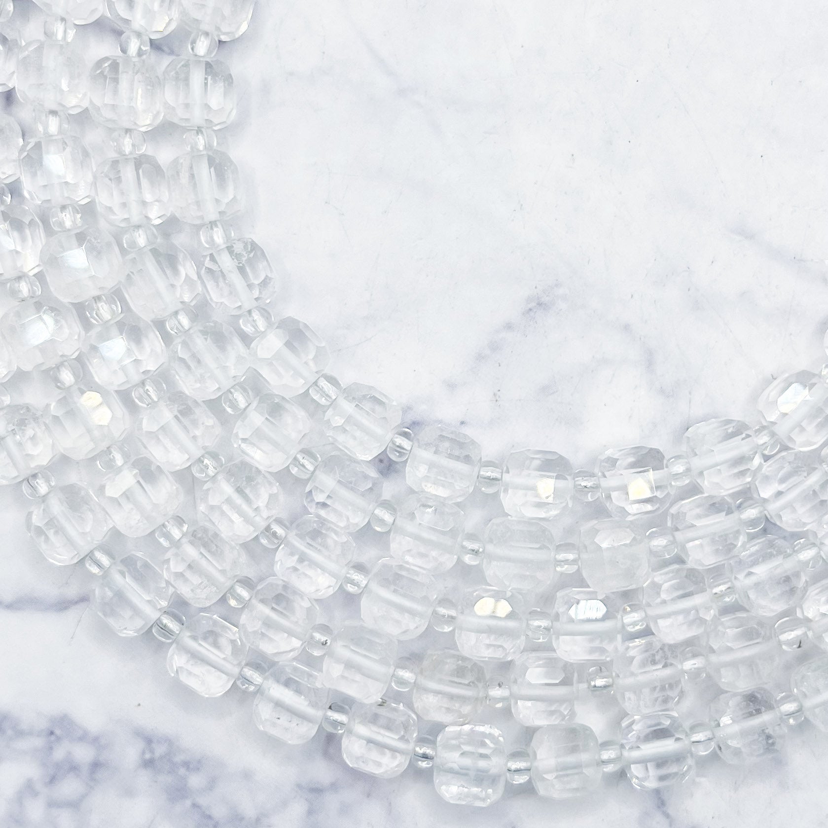 8mm Clear Quartz Faceted Cube Bead Pack (10 Beads) C10