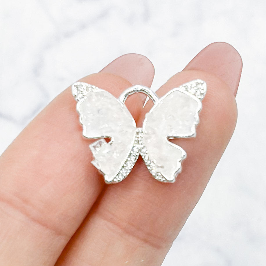 15mm Rose Quartz Butterfly Pendant F10