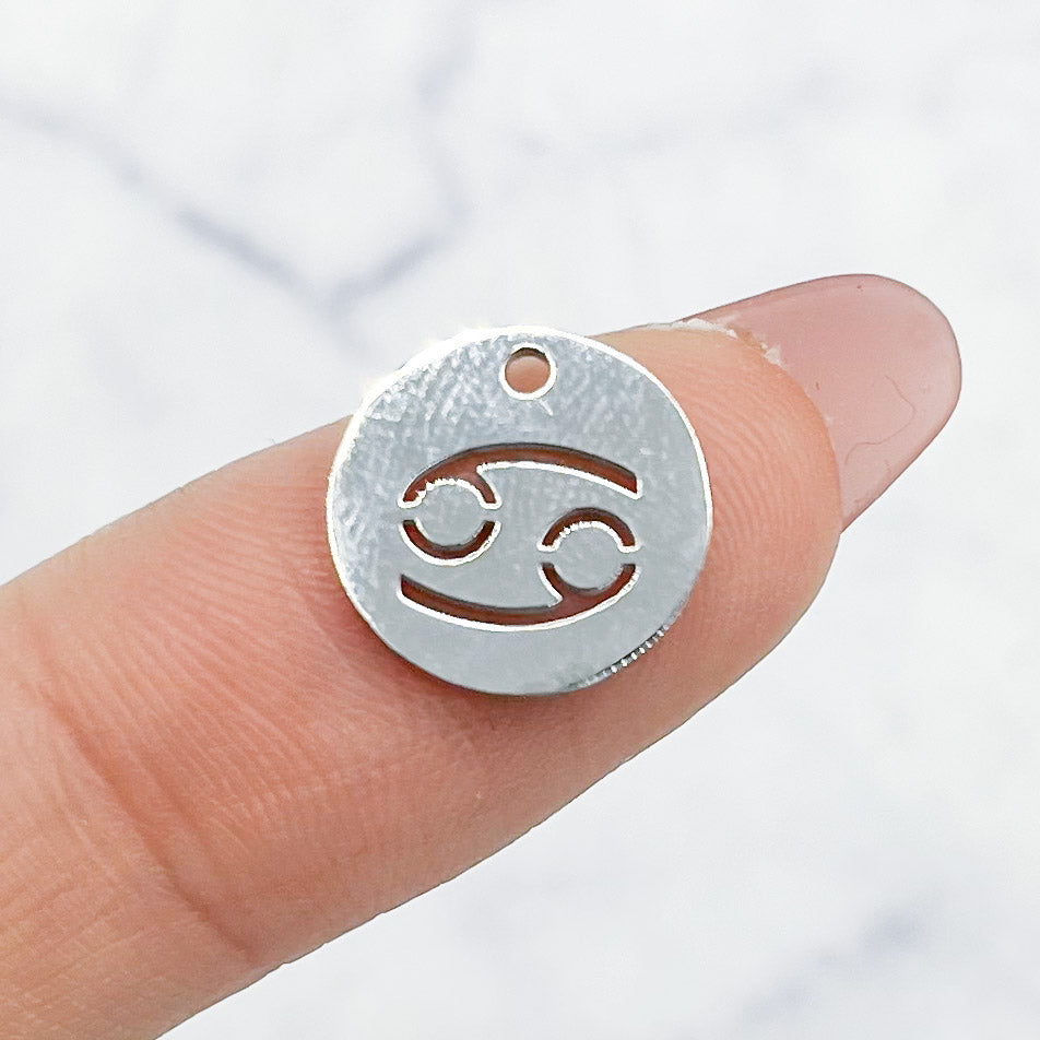 13mm Stainless Steel Cancer Zodiac Sign Cutout Charm G2