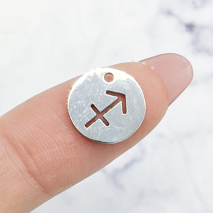 13mm Stainless Steel Sagittarius Zodiac Sign Cutout Charm Q2