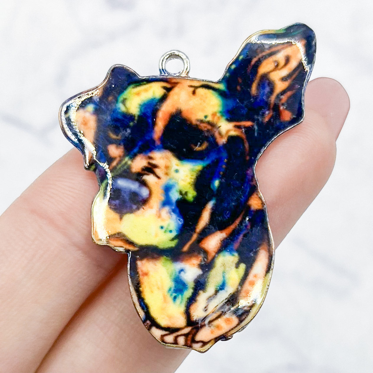 42mm Multicoloured Dog Head (Great Dane) Charm F4